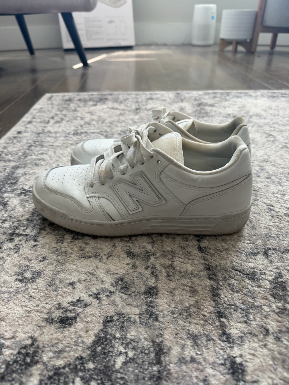 New Balance White Low-Top Leather Sneakers